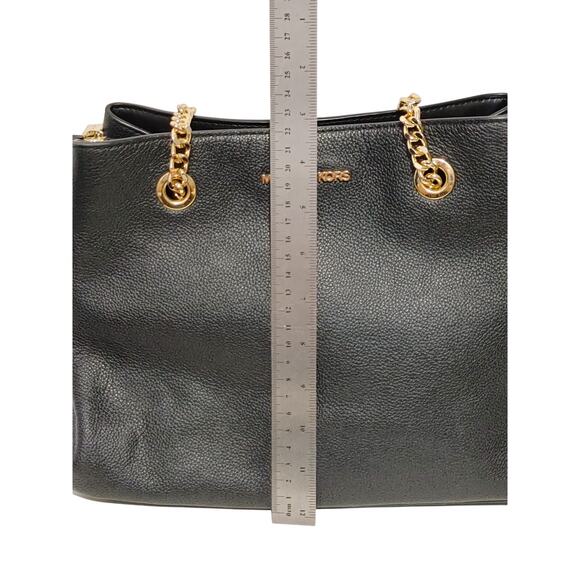Michael Kors Teagan Large Pebbled Leather Shoulder Purse Bag Black Chain Strap - Picture 7 of 7